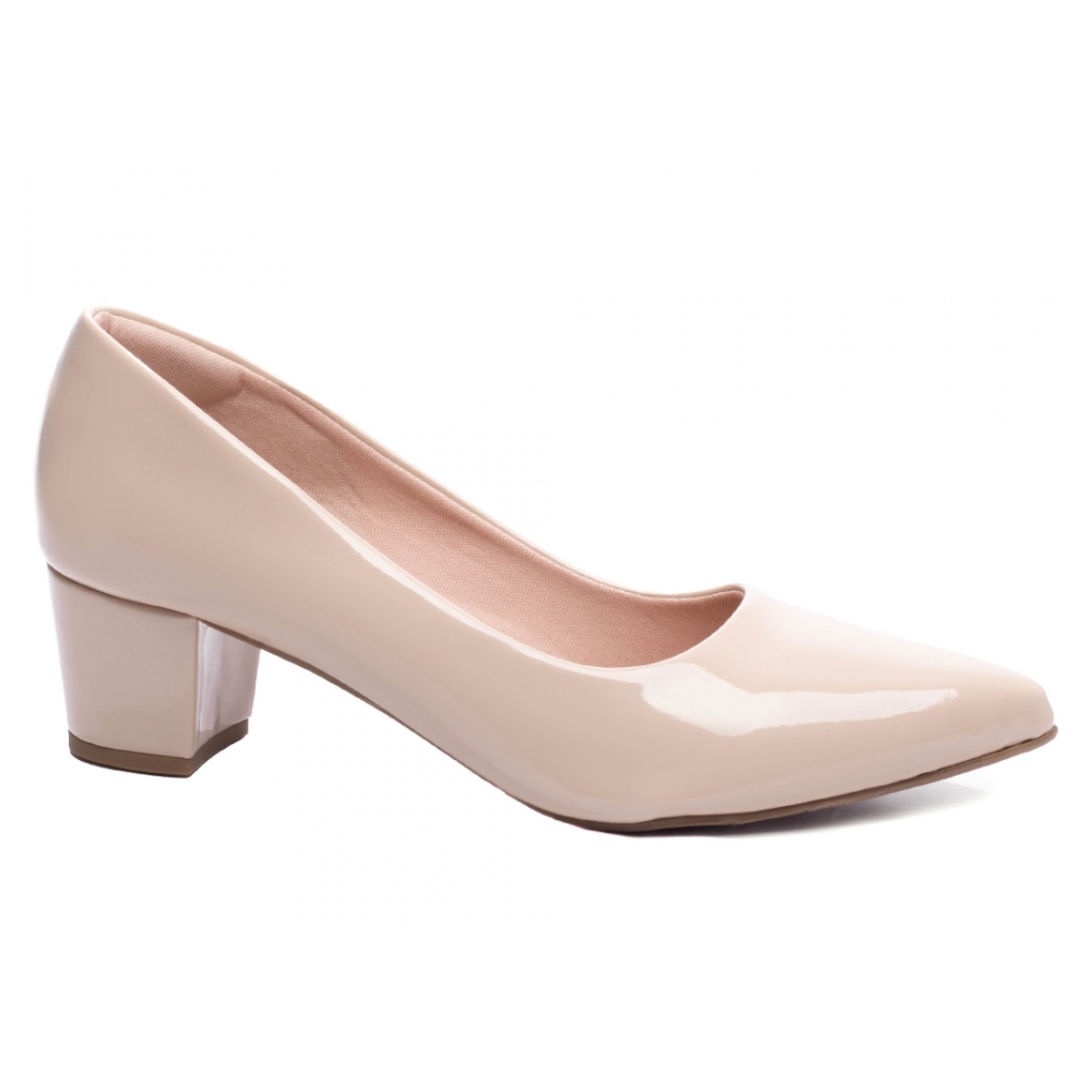 Sapato Scarpin Salto Bloco Grosso Baixo