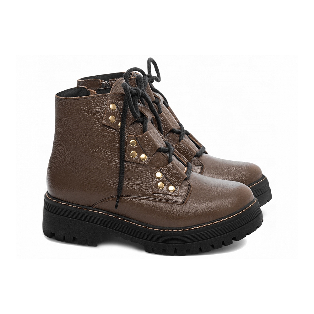 Bota Coturno Sola Tratorada Couro - Imagem 3