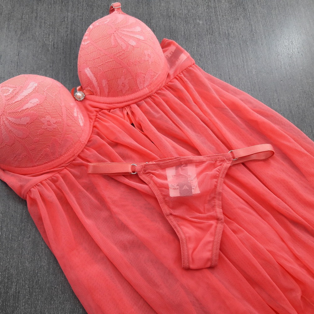 Camisola Tule com Bojo e Calcinha Renda - Imagem 5