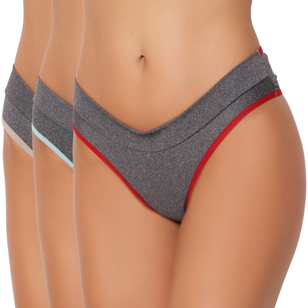 Kit com 3 Calcinhas Mescla Cós Duplo Frontal