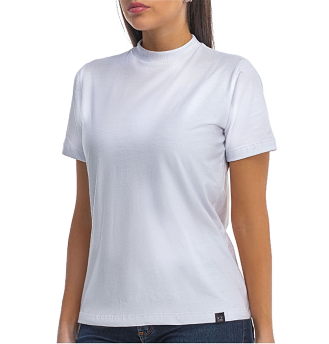 T-Shirt Básica Gola Alta Branca - Imagem 3