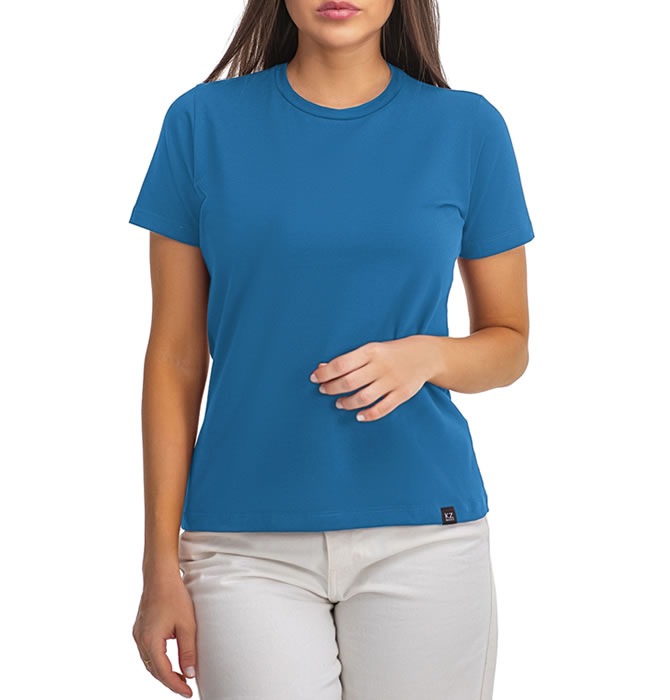 T-Shirt Básica Gola Redonda Azul Celeste