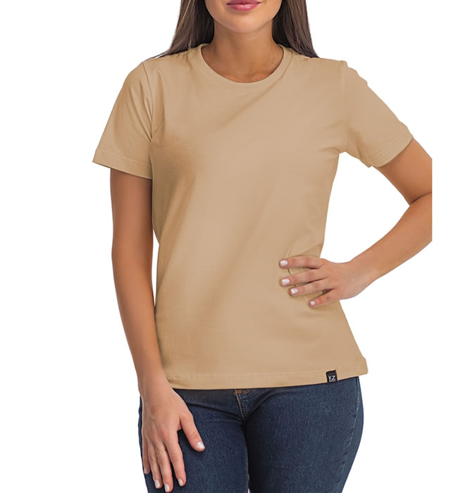 T-Shirt Básica Gola Redonda Bege
