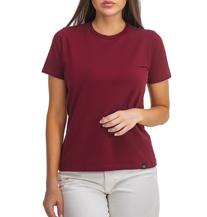 T-Shirt Básica Gola Redonda Bordô
