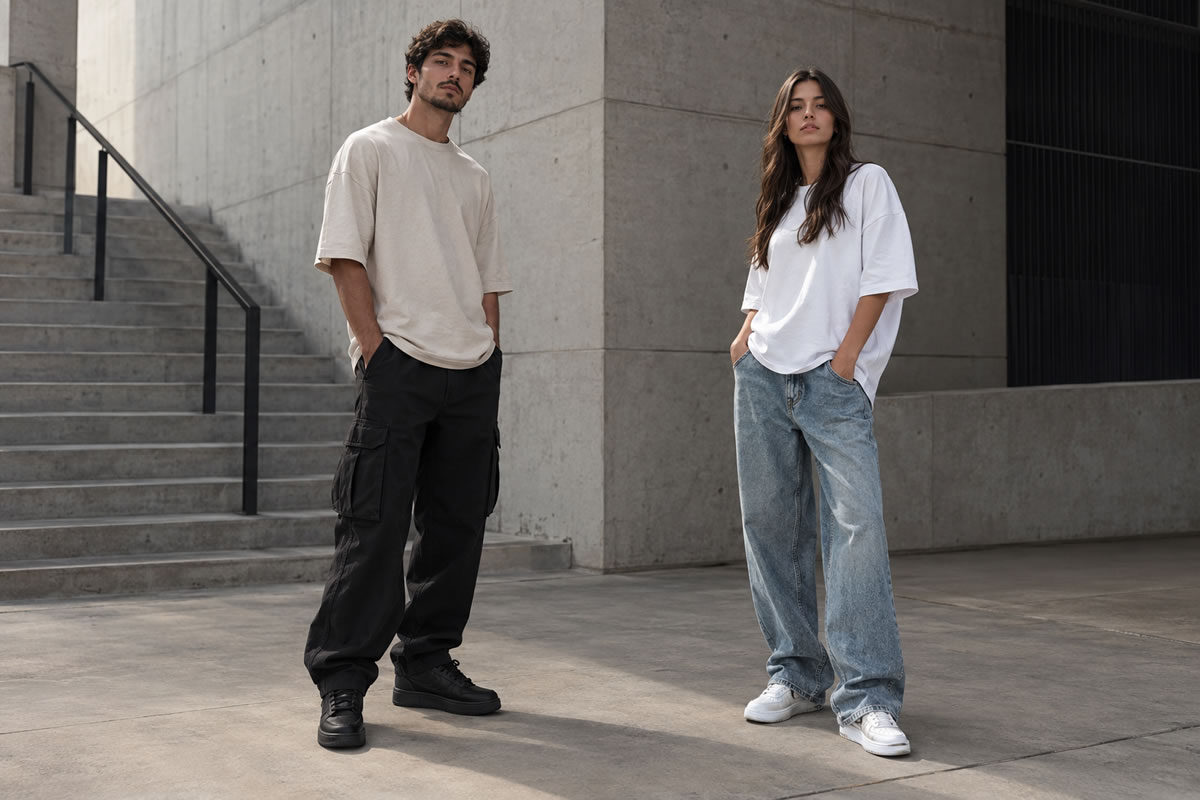 Modelos de tênis versáteis combinados com looks streetwear urbanos e casuais.
